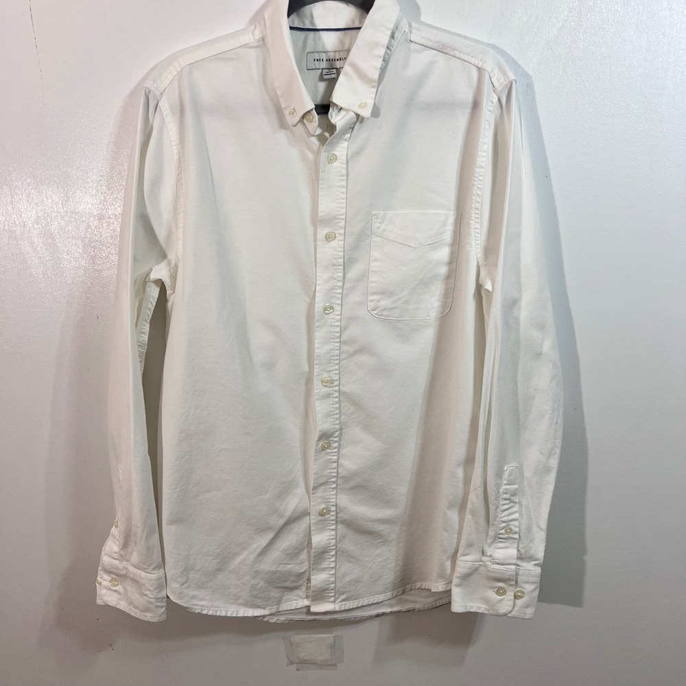 Free Assembly Men's M White Oxford Button Down Shirt Preppy Ivy Classic